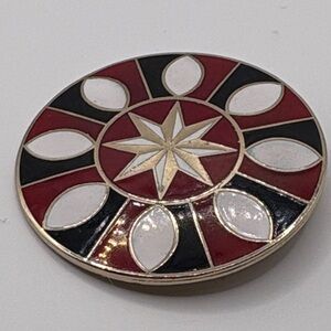 Hoffman Brooch Hex Elegant Red and Black Star Brooch 1 1/2”